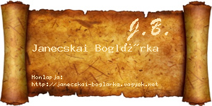 Janecskai Boglárka névjegykártya
